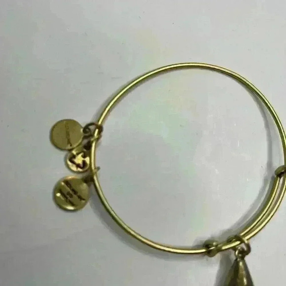 Alex And Ani Gold Tone Charm Bangle Bracelet Dangle Gemstone Dainty Minimalist‎ - Picture 5 of 6